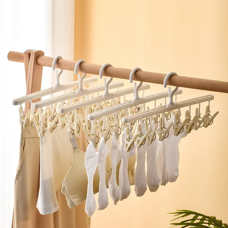 Multifunctional drying rack with clip, student dormitory anti-skid socks rack, home clothing drying