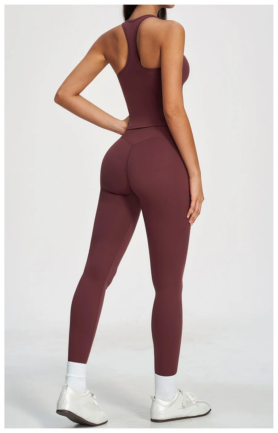 Yoga-Set 2-teilig Damen Fitness Sportbekleidung Naked Feel Sport-BH Gym Laufhose Po-Formende Leggings Workout-Outfit Activewear – Detail 25