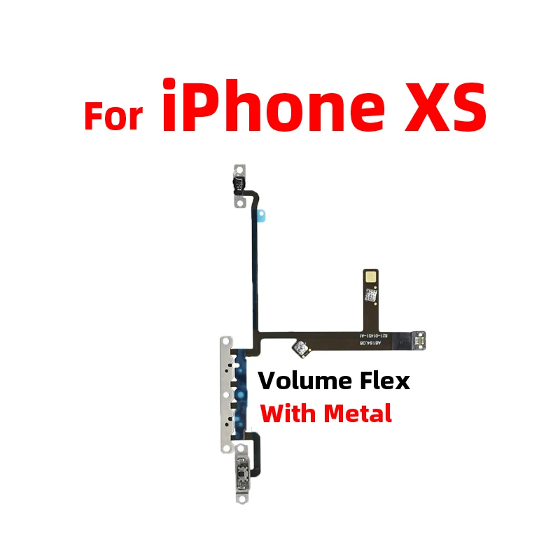 For iPhone XS Power On Off Flex Volume Up Down Side Button Key switch on off button Ribbon Flex Cable With Metal