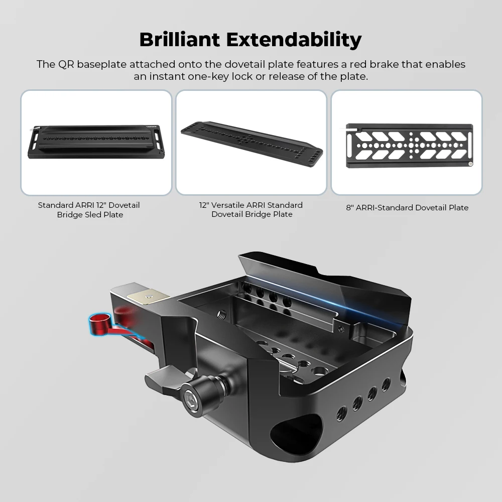 Piastra di base scorrevole a sgancio rapido CAMVATE con binario da 15mm, compatibile con piastra Standard a slitta da 12 "a coda di rondine
