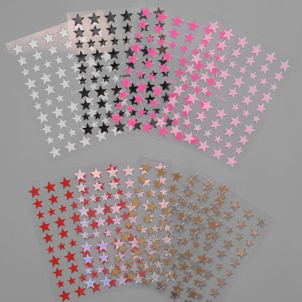 8 قطعة نجمة خماسية مسمار الفن ملصق ثلاثية الأبعاد رائعة الخماسية نجمة ذاتية اللصق مسمار المنزلق لامعة Y2k مسمار ملصقات فنية لوازم