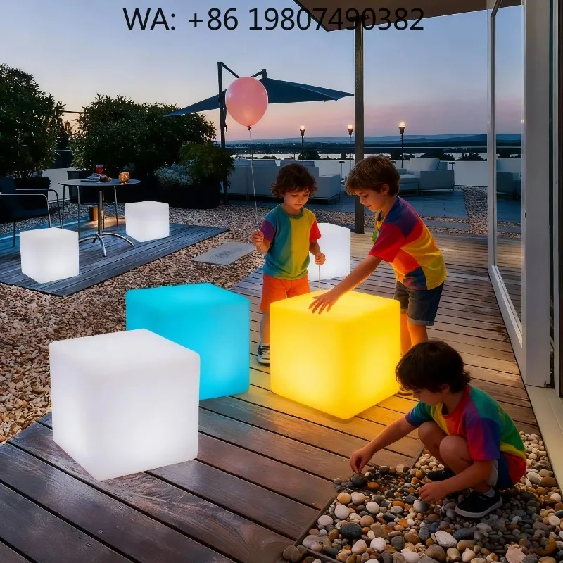 Custom Logo LED Cube Table Lamp Remote Control Rechargeable RGB Night Light for Restaurant Bar Night Wedding Party Atmosphere De