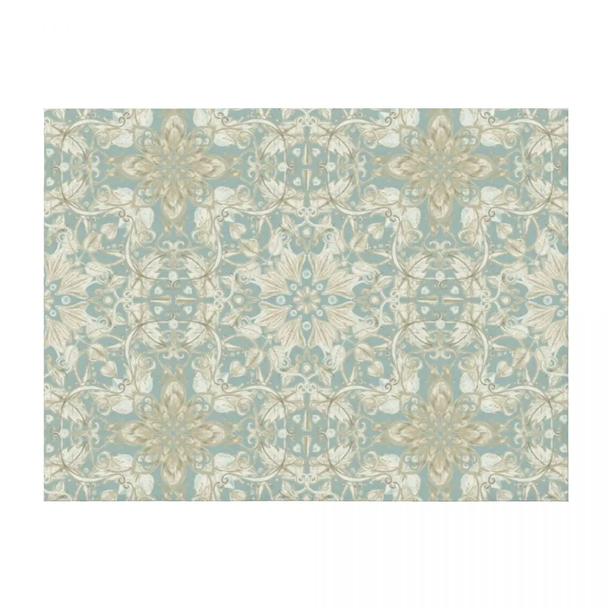 

Soft Sage & Cream hand drawn floral pattern Throw Blanket Beach Winter beds Luxury Blankets