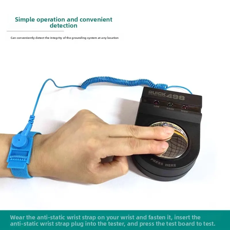 QUICK498 Electrostatic Wrist Strap Testing Device Electrician Bracelet Detector for Grounding Wire Inspection Accurate