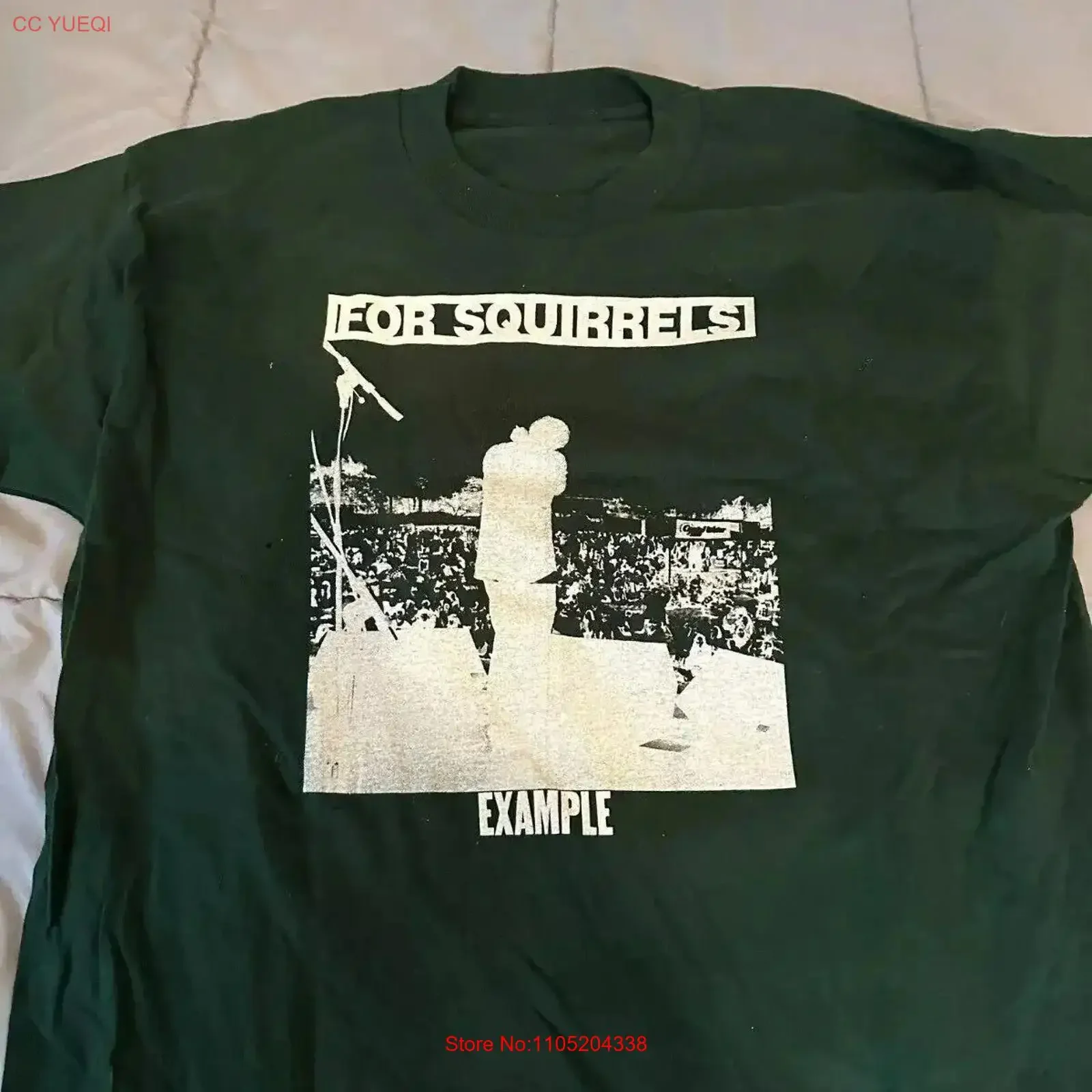 For Squirrels Example Album t shirt Forest Green vintage Washed homme graphic Top For Everyday Wear Stretched Soft Breathable