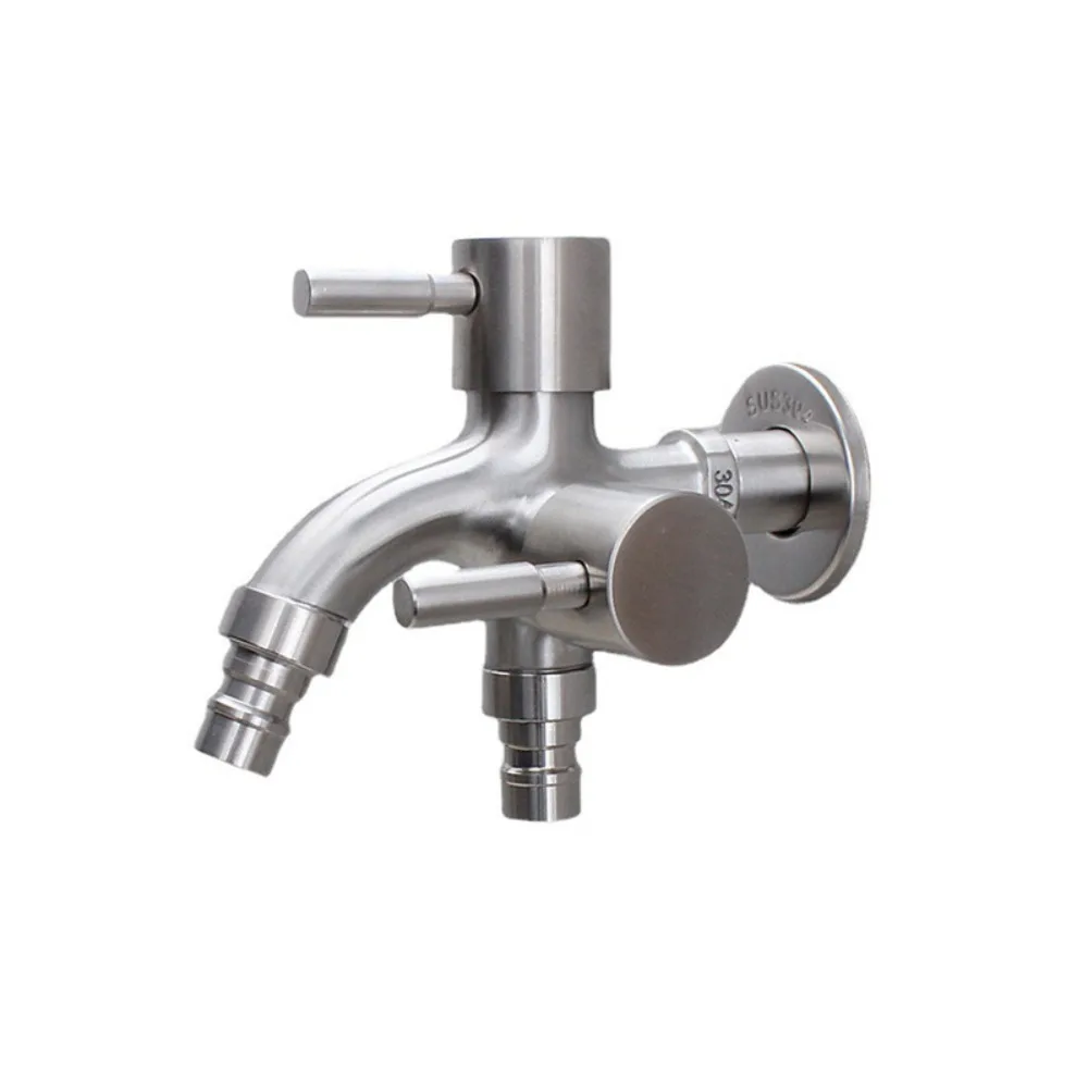 

Садовый кран с двойным выходом из нержавеющей стали, нержавеющий антисептический кран для стиральной машины, прочный садовый водопроводный кран для орошения