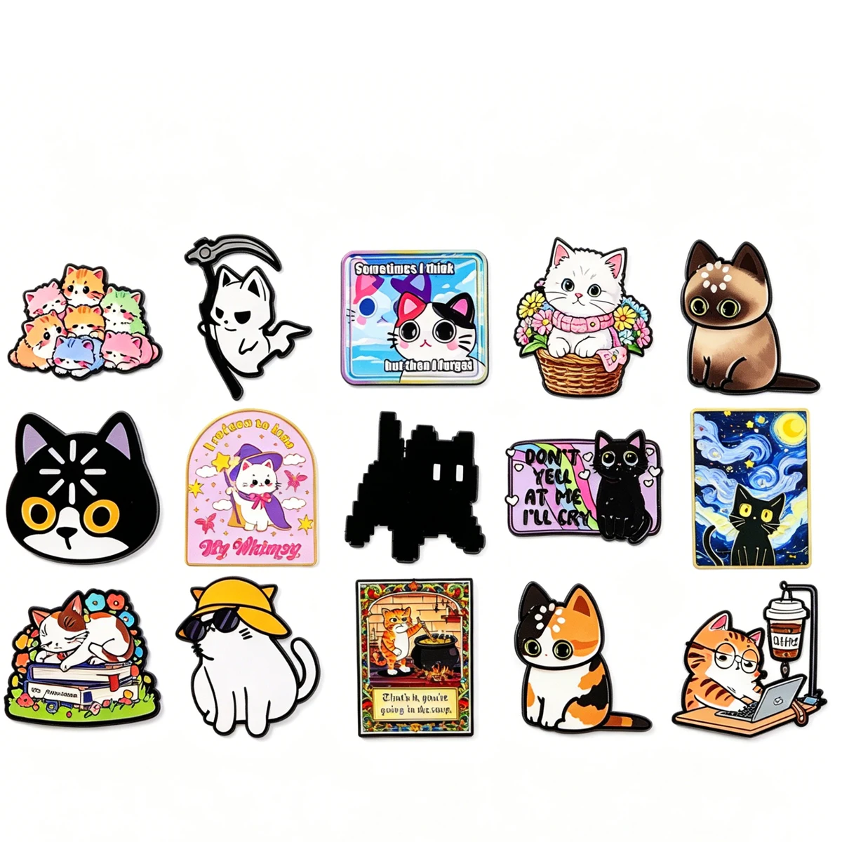 

Kawaii Cartoon Cat Enamel Pins Starry Night Cat Lapel Pins Badges on Backpack Decoration Jewelry Accessories Friends Gifts