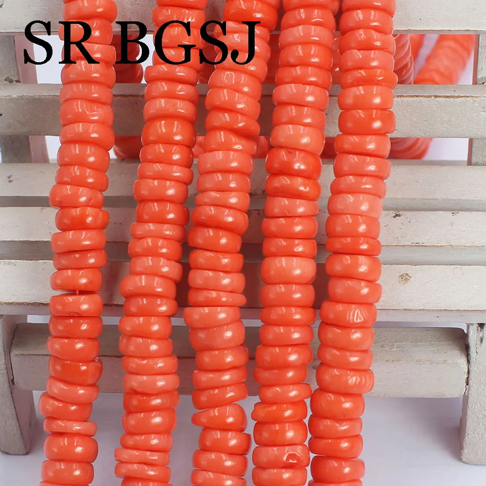 

9-10mm Drum Rondelle Orange Natural Sea Bamboo Loose DIY Jewelry Wholesale Spacer Column Coral Beads 15inch