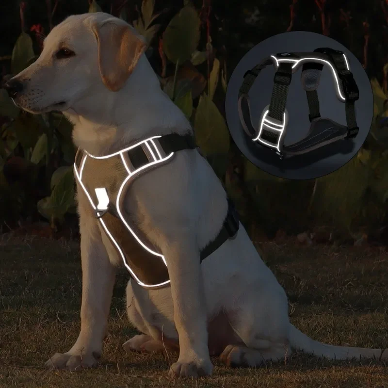 

Explosion proof long training vest style dog leash outdoor large kind dogs chest harness large dogs reflective pet chest harness