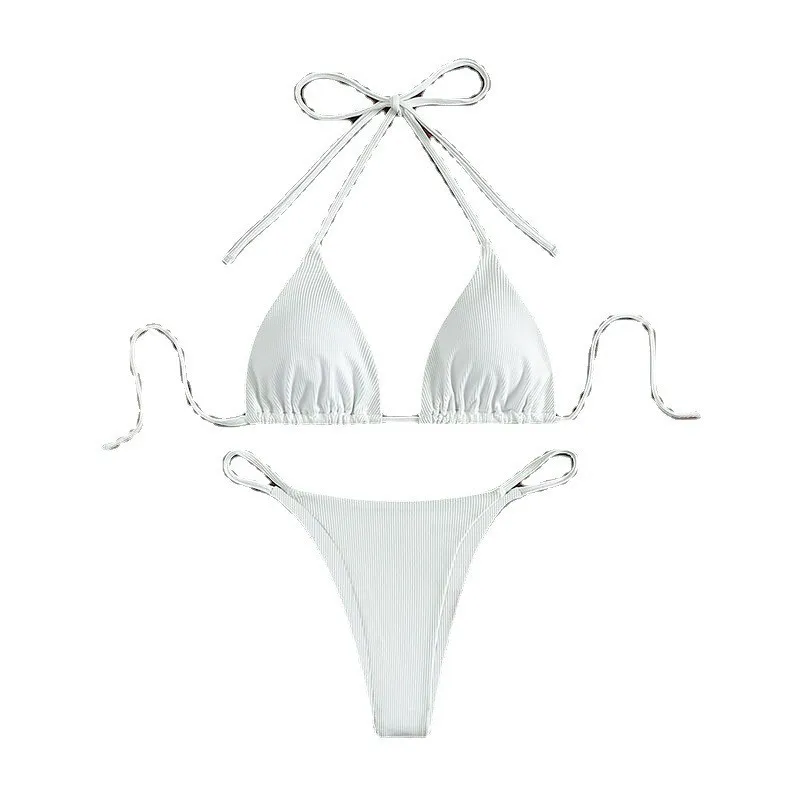 ชุดว่ายน้ําบิกินี่แบบผูกเชือกของผู้หญิงปี 2025 ใหม่ยุโรปและอเมริกาเซ็กซี่ชายหาดบิกินี่ชุดว่ายน้ําน้ําพุร้อน
