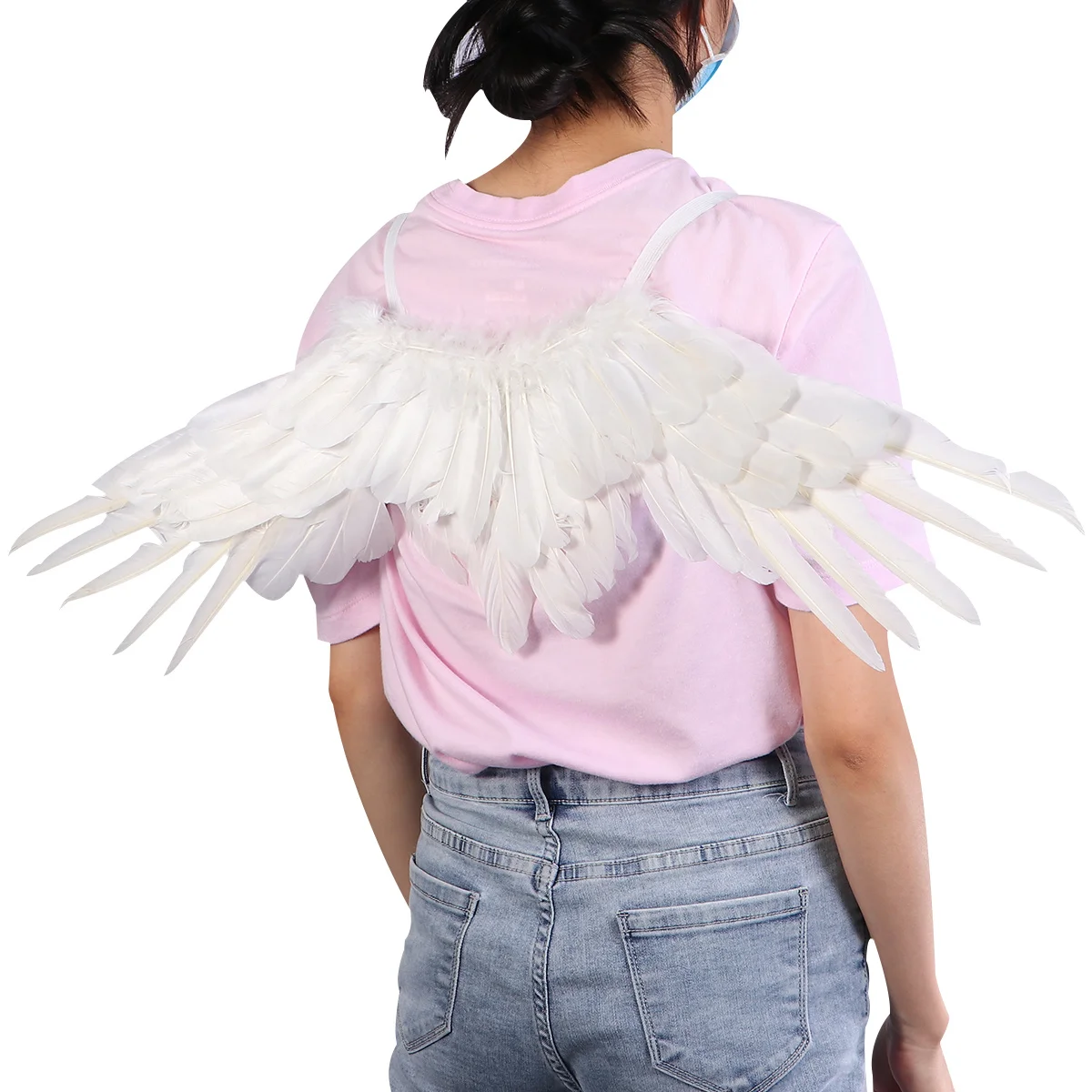 

1 шт., белое крыло ангела, размер S, романтический костюм, реквизит для детей и взрослых, Хэллоуин, день рождения, свадьба, вечеринка, фея, представление