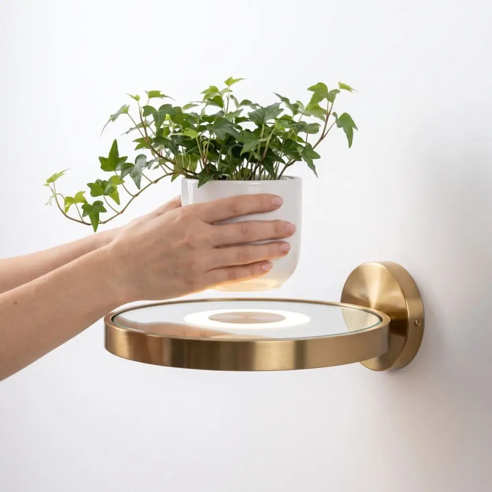Built-in LED Lights Floating Wall Shelf Invisible Bracket Hidden Mount LED Light Shelf Nordic Style Wall Mounted