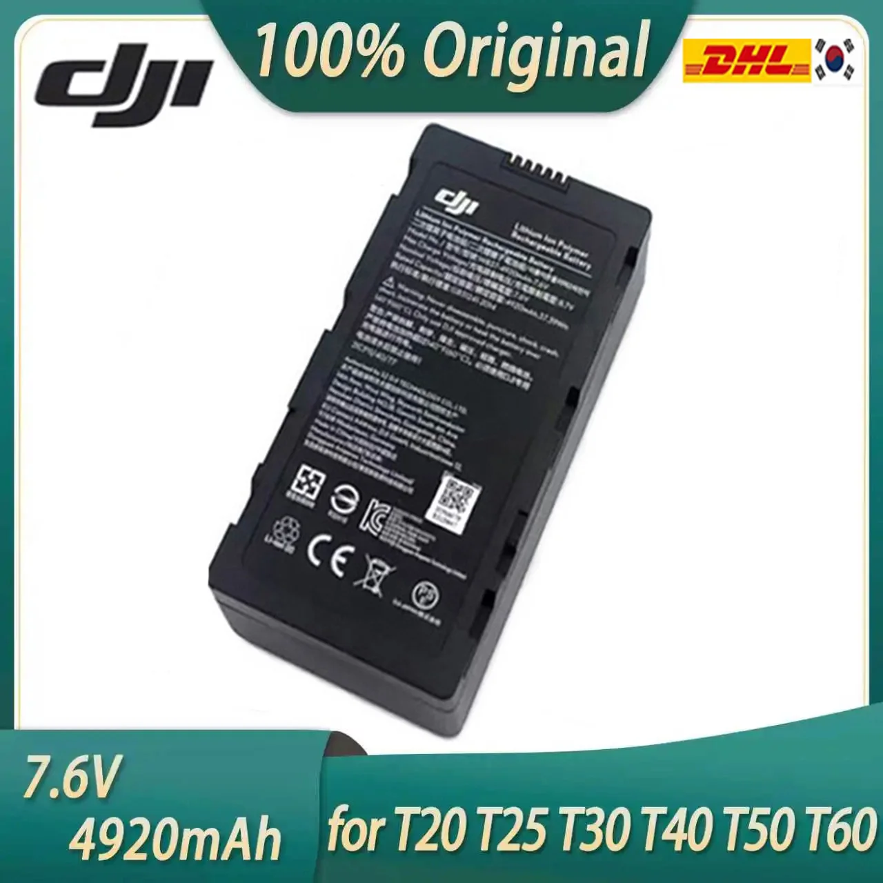 100%Original 7.6V 4920mAh for DJI WB37 Phantom 4 RTK MG-1P M210 M600 FPV T16 T20 T25P T30 T40 T50 T60  Remote Control Battery