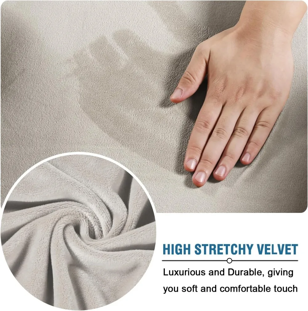 Velvet Plush 3 Piece Stretch Sofa Covers Couch Covers for 2 Cushion Couch Width Up to 90 Inch Thick Soft Stay in Place