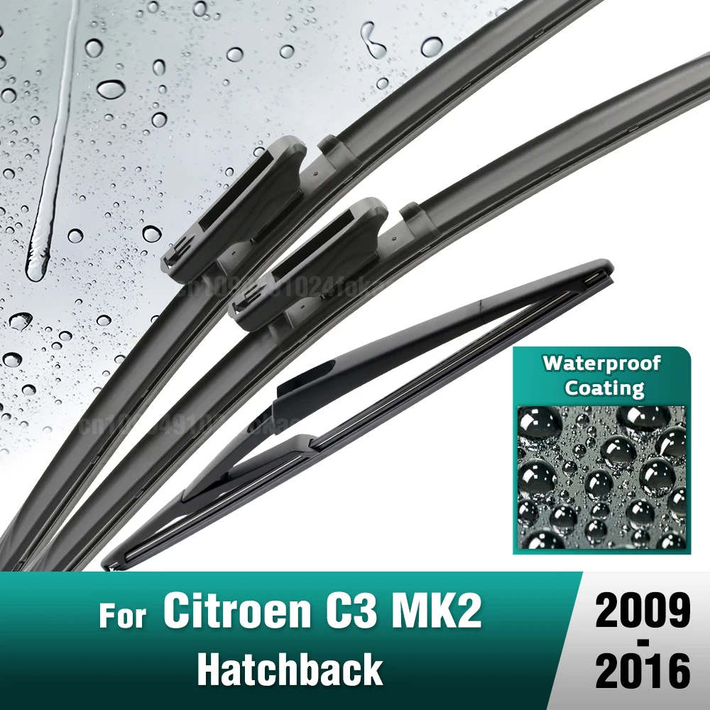 

Silicone & rubber LHD&RHD Front & Rear Wiper Blades Set For Citroen C3 MK2 Hatchback 2009 - 2016 Windshield Windscreen Window