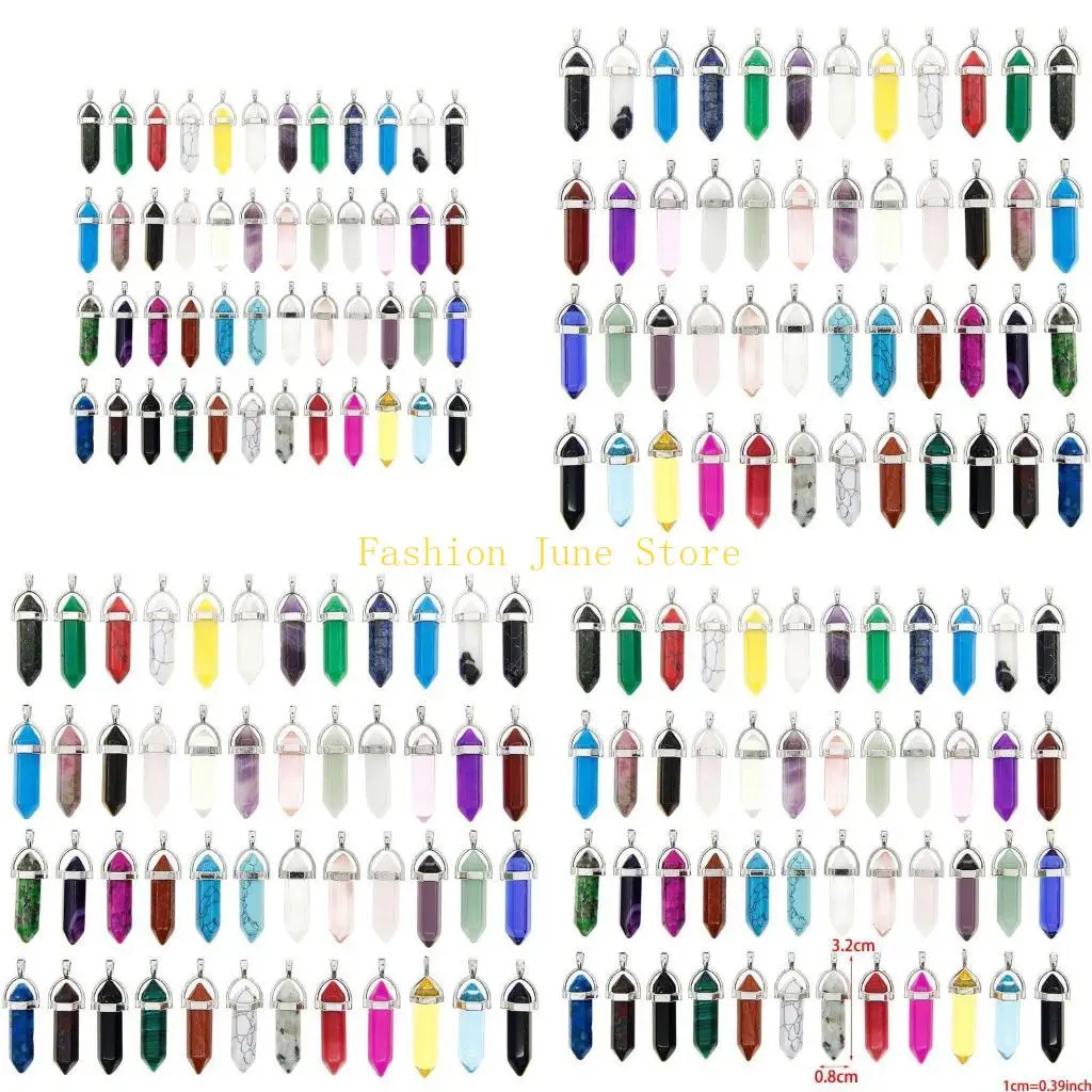 

N5KA 50 Pieces/Set Healing Pointed Beads Charms Pendant Necklace for DIY Necklace Jewelry Making