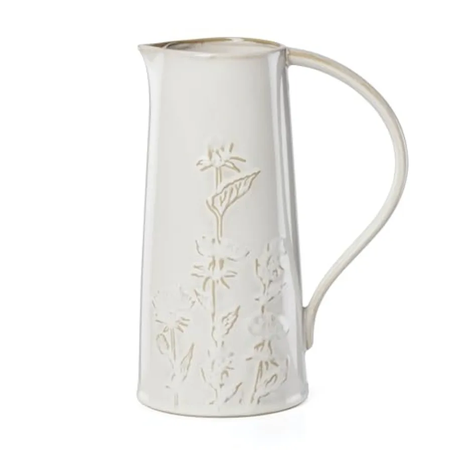 

Home And Kitchen Homespun Pitcher Stoneware Material Water Jug Dishwasher Safe Water Pitcher Table Decor Home Decor Decorative