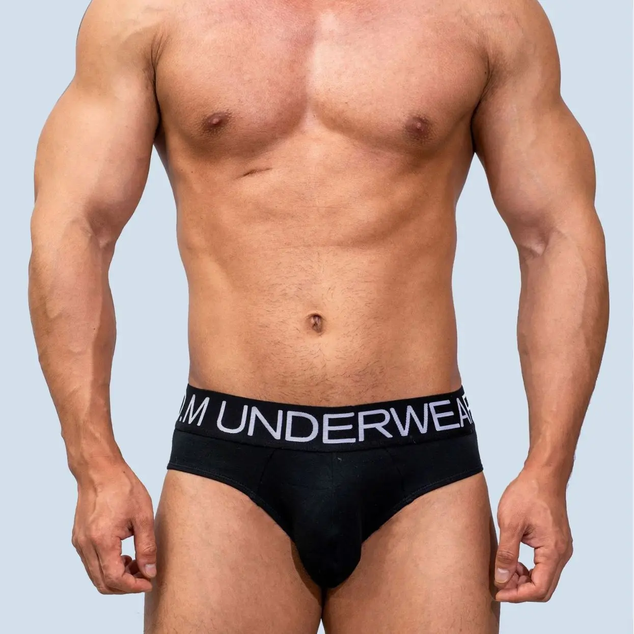 

Men's Underwear Solid Color Black White Comfortable Cotton Underpants Letter Print Brief