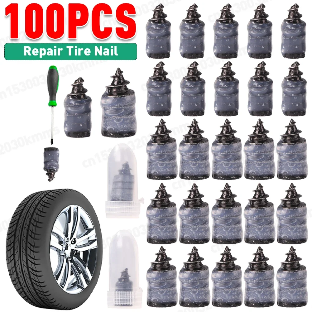 車のタイヤ修理ゴム釘セットユニバーサル車オートバイタイヤ修理釘トラックスクーターバイクタイヤパンク修理ツール 10/100PC