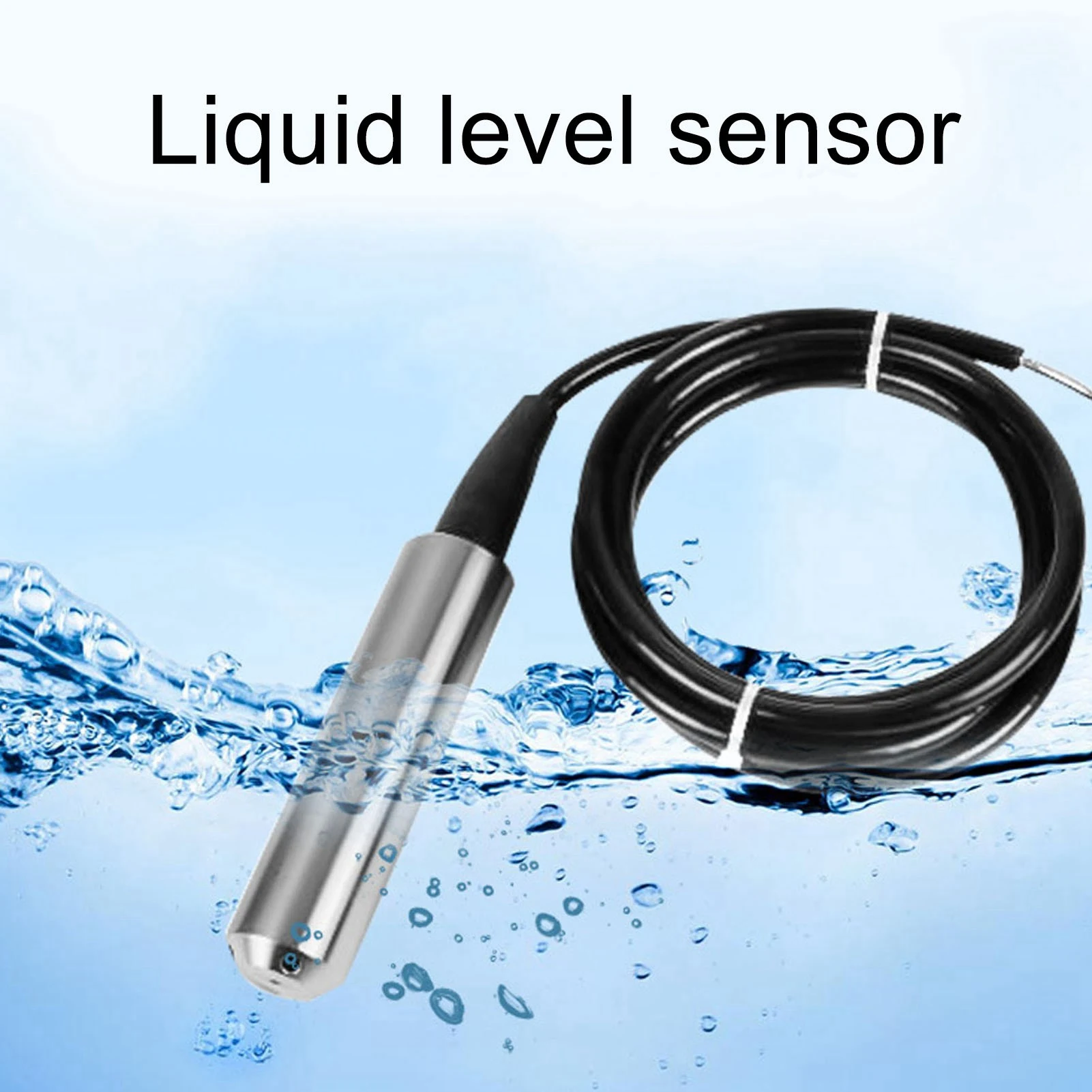 Liquid Level Transmitter Stainless Steel 33m Waterproof Cable Water Level Sensor  Structure Bend Resistant for Reservoir