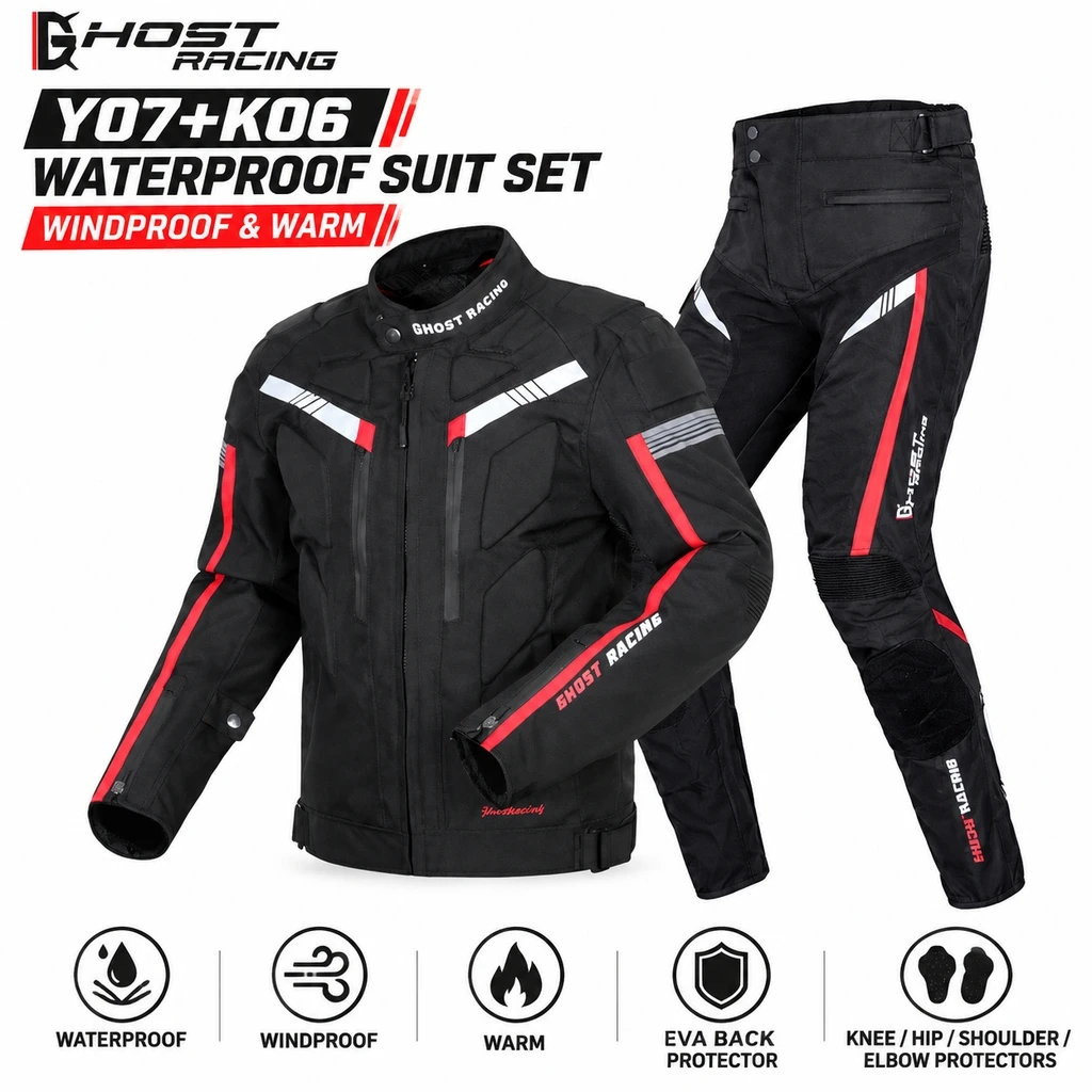 Motorbike Riding Jacket Pants Set 600D Oxford Fabric Detachable Thermal Liner  Motorcycle Protective Racing Suit for Winter