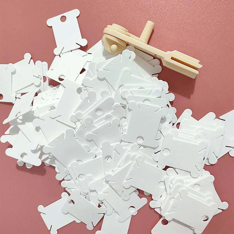 50Pcs Plastic Floss Bobbins Set Embroidery Floss Organizer Bobbin Winder Craft DIY Sewing Storage Thread Organizer Holder