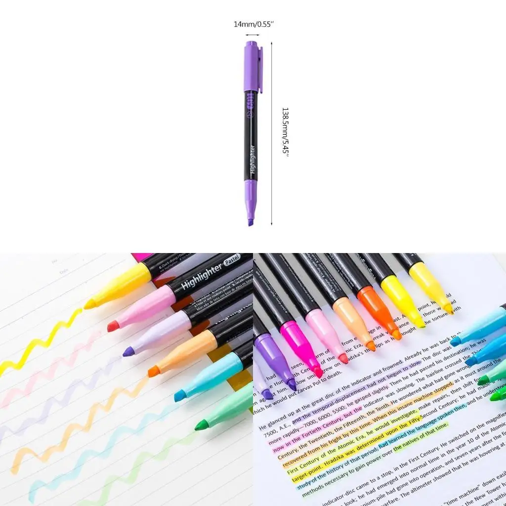 

M5TB Set of 6Pcs Macaron Color Highlighters Set 6 Colors Markers Pens Premium Colored Tip Highlighters for Art Project