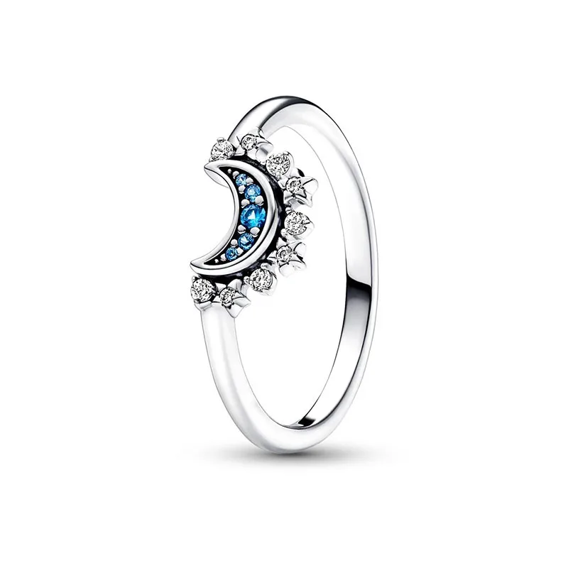 2023 Hot New 925 Silver Ring Celestial Sparkling Moon &Sun Ring Original  S925 Finger Ring DIY Women Fine Jewelry