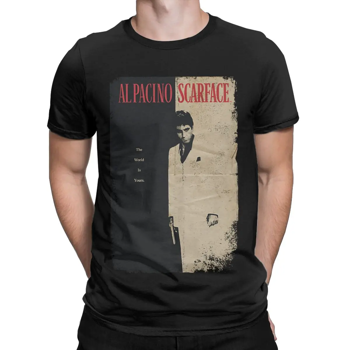 Scarface Vintage Poster T Shirt Men's Cotton Novelty T-Shirts Round Neck Tee Shirt Short Sleeve Clothing Gift