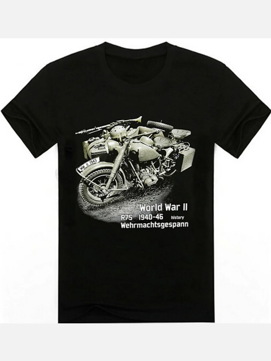 WWII sgespann R75 Heavy Duty Motorcycle Side Car T Shirt. Short Sleeve 100% Cotton Casual T-shirt Loose Top Size S-3XL