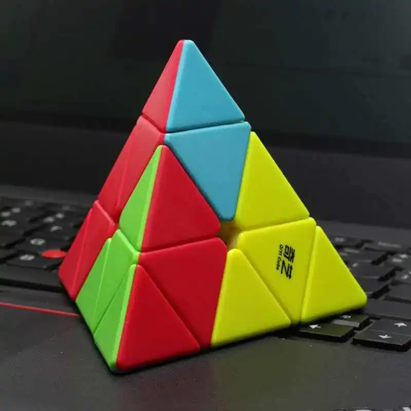 Speed Cube 3X3X3 Pyramid Stickerless Triangle Puzzle Smooth Easy Turning Sensory Quiet Fidget Toys For Kids Boys Girls