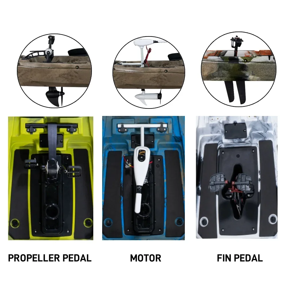 New 12ft Single Fishing Kayak HDPE Mult Relaxing Canoe Boat with Pedal Drive System or Motor for Outdoor Use