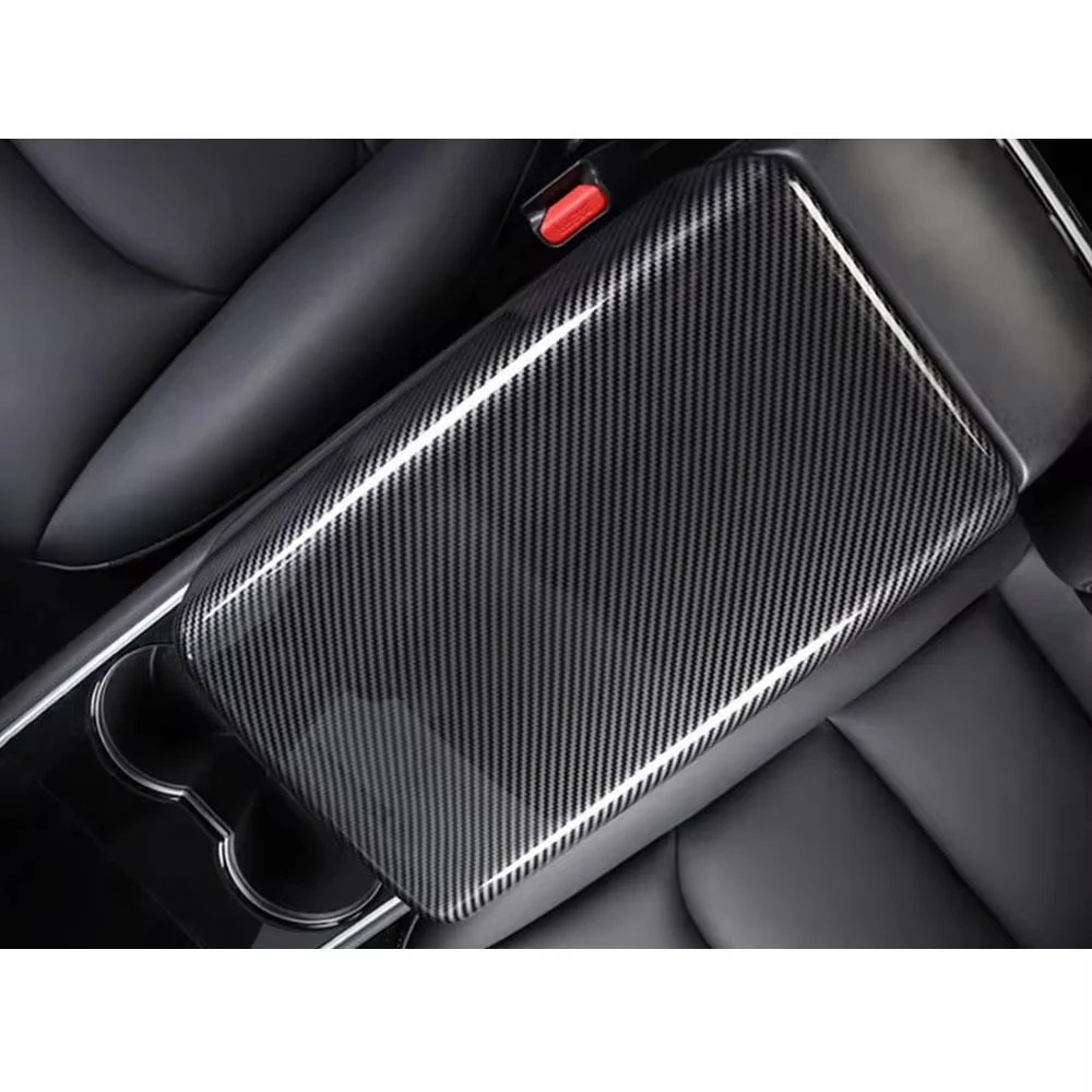 

Carbon Fiber Car Center Console Arm Rest Lid Central Armrest Box Pad Cover Latch For Tesla Model 3 Model Y 2017-2023 Accessories