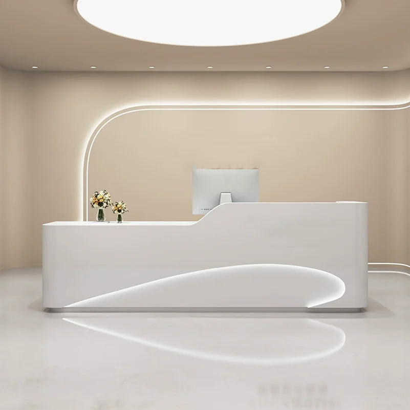 

Настраиваемая окрашенная стойка регистрации, офисная мебель, стойка регистрации компании, магазин одежды в отеле, стойка регистрации с местом для хранения