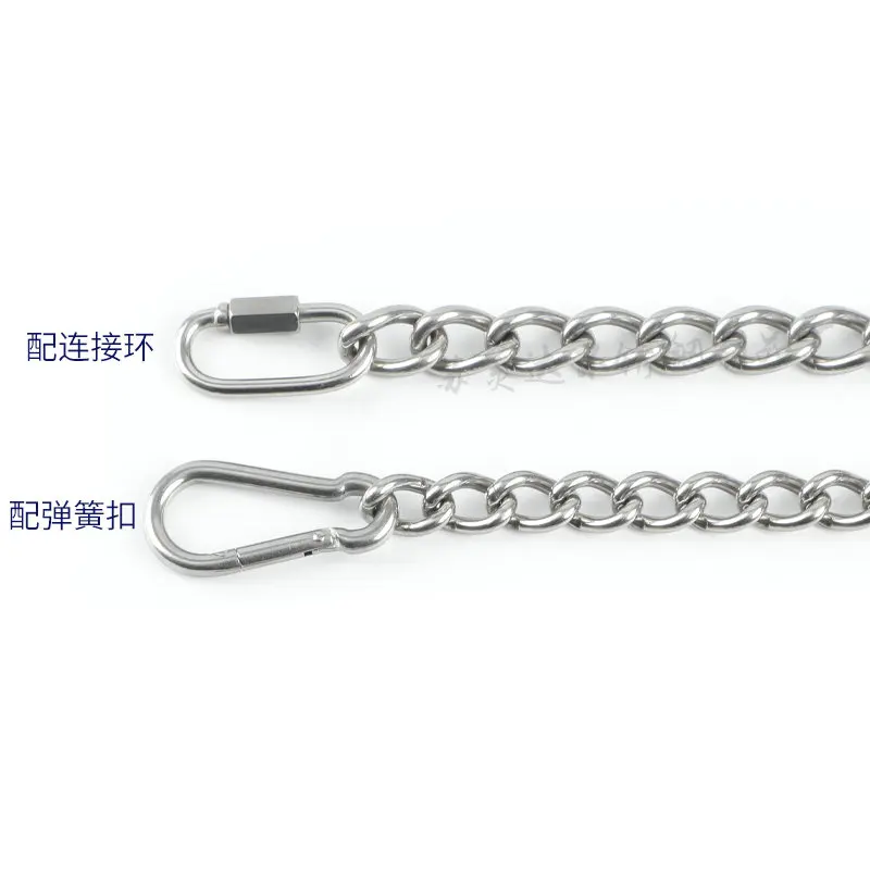 HQ TC01 Stainless Steel 304 Twist Chain with Two Snap Hook or Quick Links for Dog Lead Leash Binding Clothesline Banner Hanging