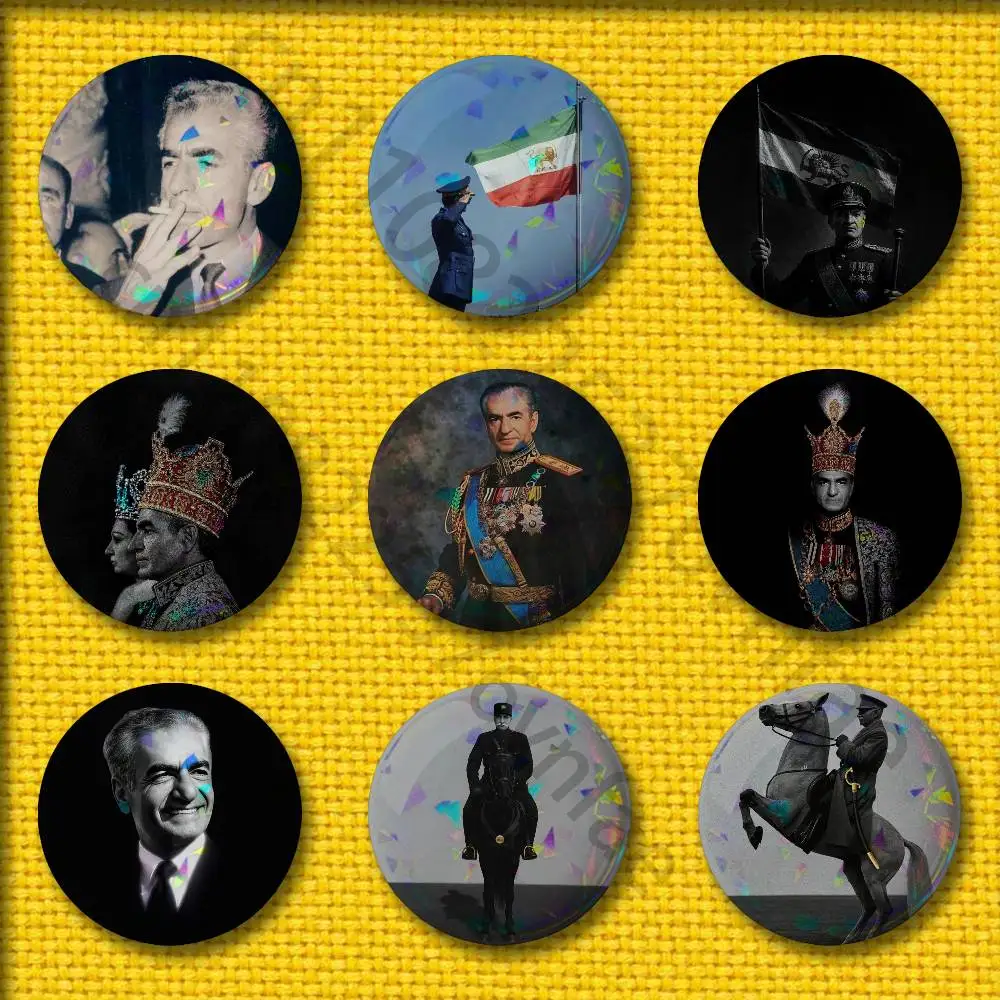 

Mohammad Reza P-Pahlavi Iran Badges 75mm 25mm 44mm 32mm 58mm Round Pin Brooch Souvenir Clothes Cosplay Gift Accessories