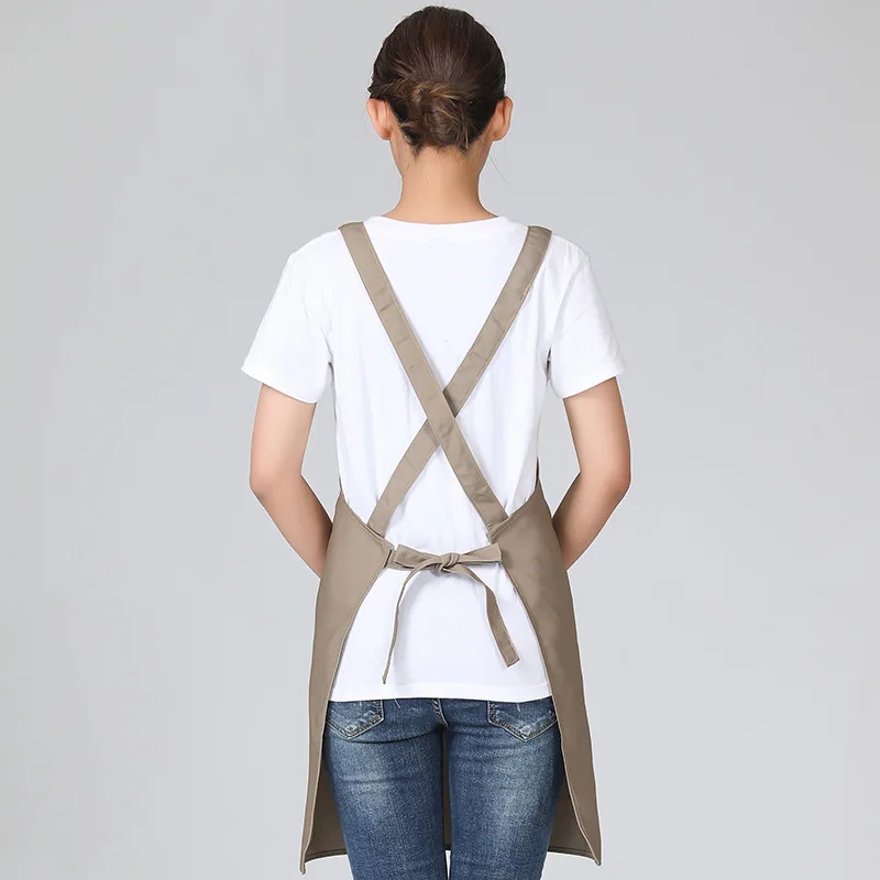 Adjustable Bakery Kitchen Work Apron Restaurant Chef Aprons for Man Hotel Cooking Cafe Bar Waitress Apron Canvas Cross Straps