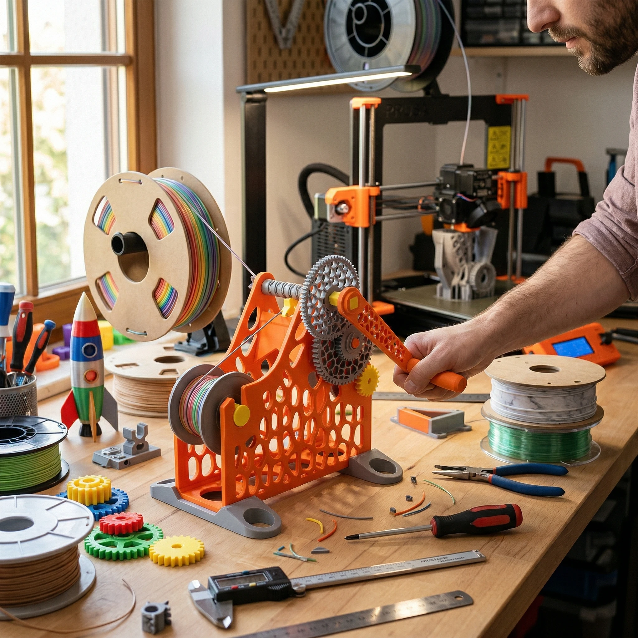 

Устройство для перемотки филамента для 3D-принтера, ручное, на 1 кг, съемная модульная конструкция