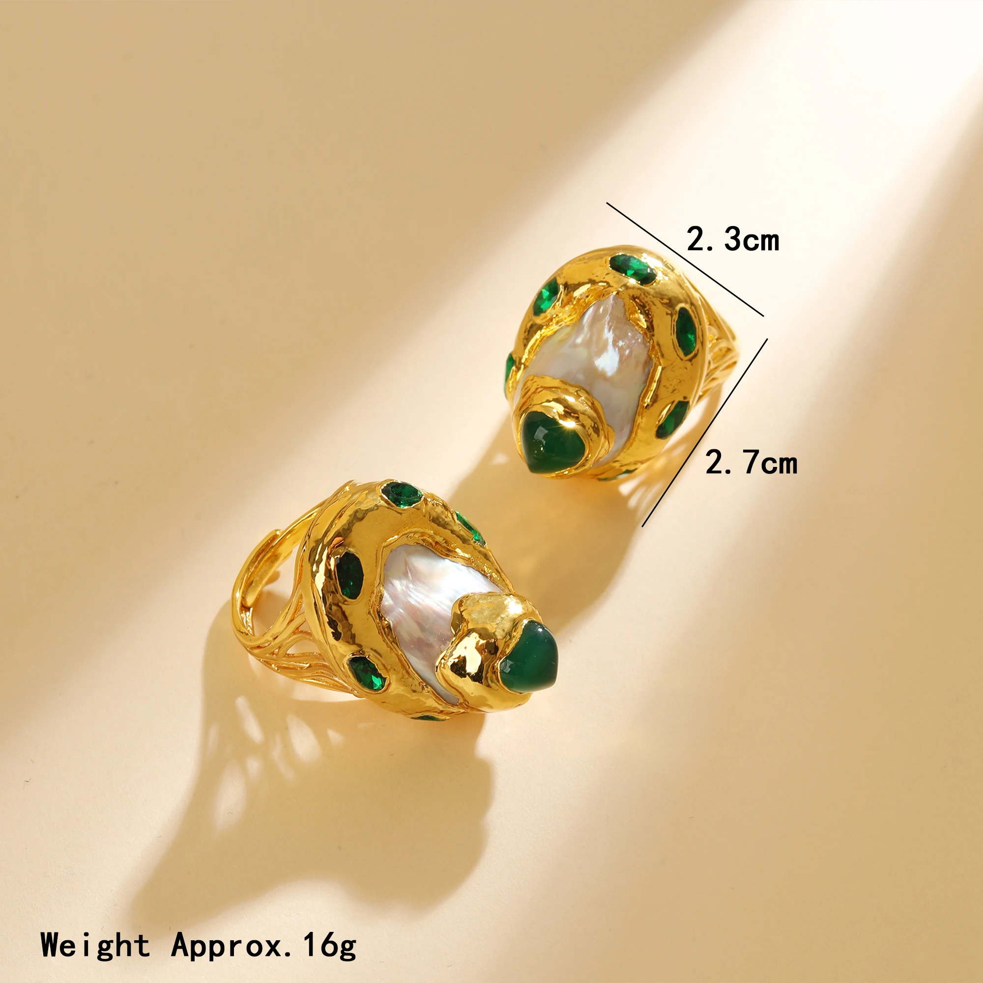 Barock-Perlenring Unregelmäßiger Vergoldeter Ring Luxuriöser Vintage Verstellbarer Fingerring Modischer Damenschmuck für Abendveranstaltungen – Detail 7