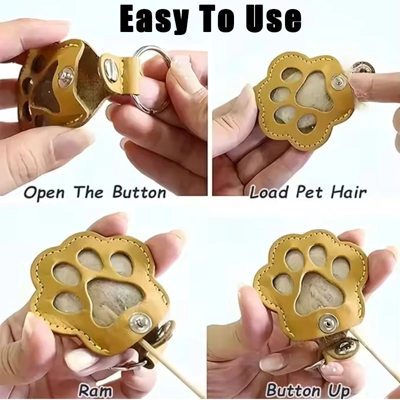 Pet Memorial Fur Storage Keychain PU Leather Locket Handbag Hanging Accessory for Dog Cat Hair 2026 view 4