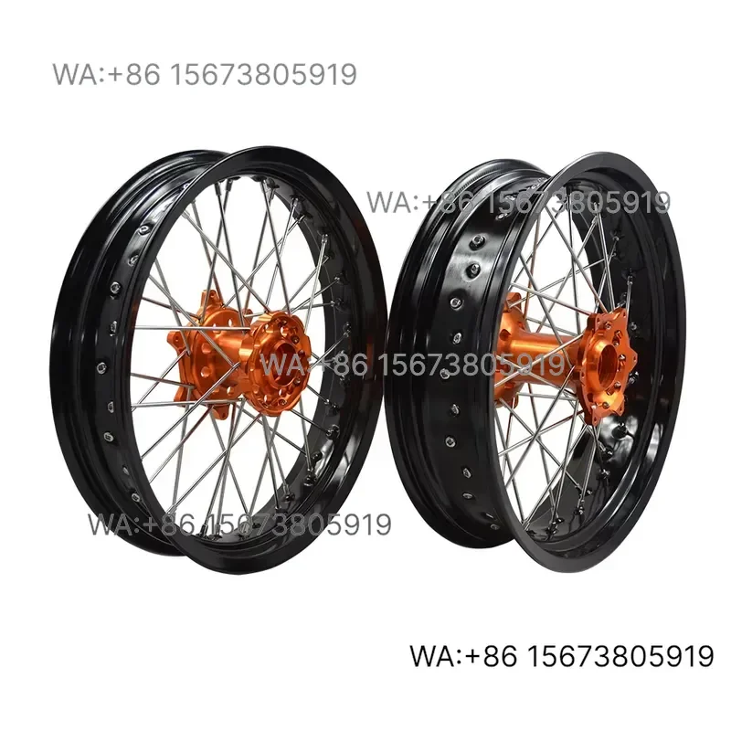 For Wmwmnu 17 Inch 36 Hole Aluminum Alloy Supermoto Wheels Rims Set EXC SXF 125 250 300 350 450 Supermotard Motorcycle