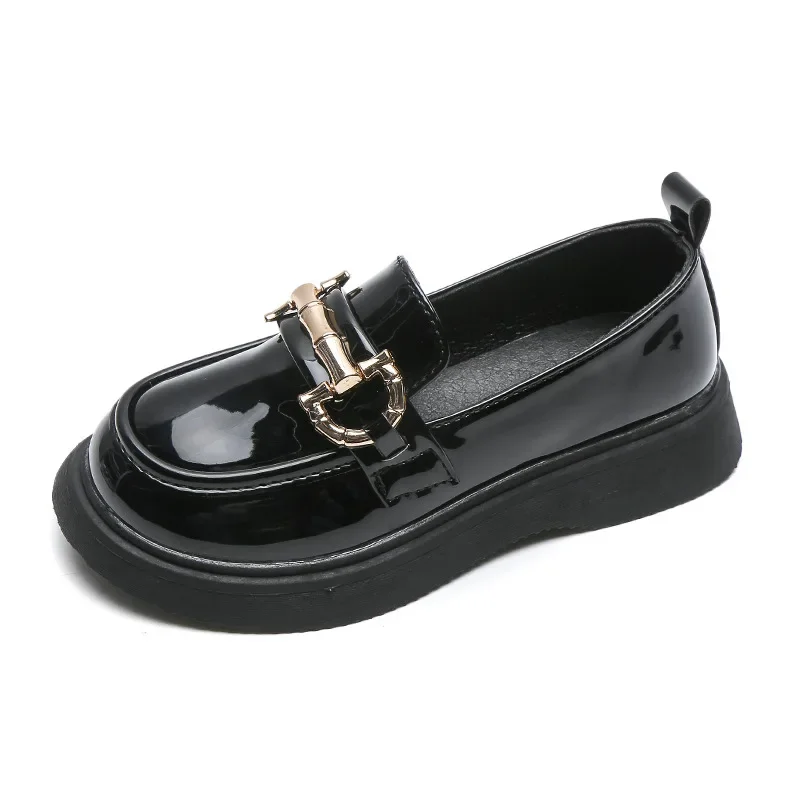 Girls Leather Shoes for School Party Wedding Kids Black Loafers Slip-on Children Flats Fashion British Style Retro Kids Loafers