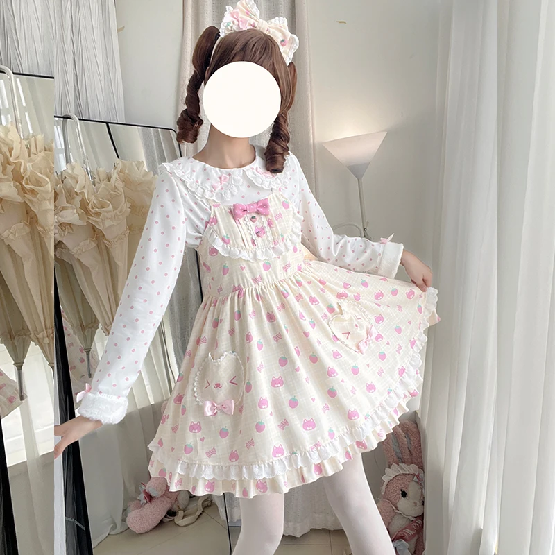Set di mantello per abito Kawaii per ragazze morbide giapponesi Set di vestiti con cinturino Lolita per festa di compleanno per donna nuova ragazza autunno JSK