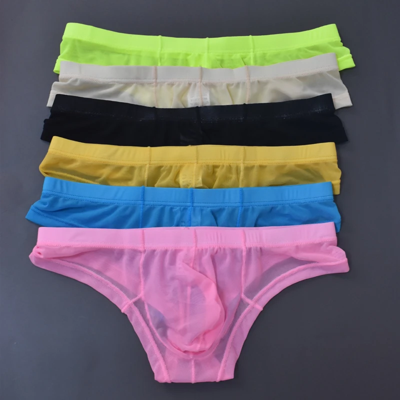 رقيقة جدا شبكة تنفس ثونغ الملابس الداخلية الرجال انظر من خلال سيور G سلاسل U الحقيبة Tanga Hombre زلة سيسي سراويل للرجال #5