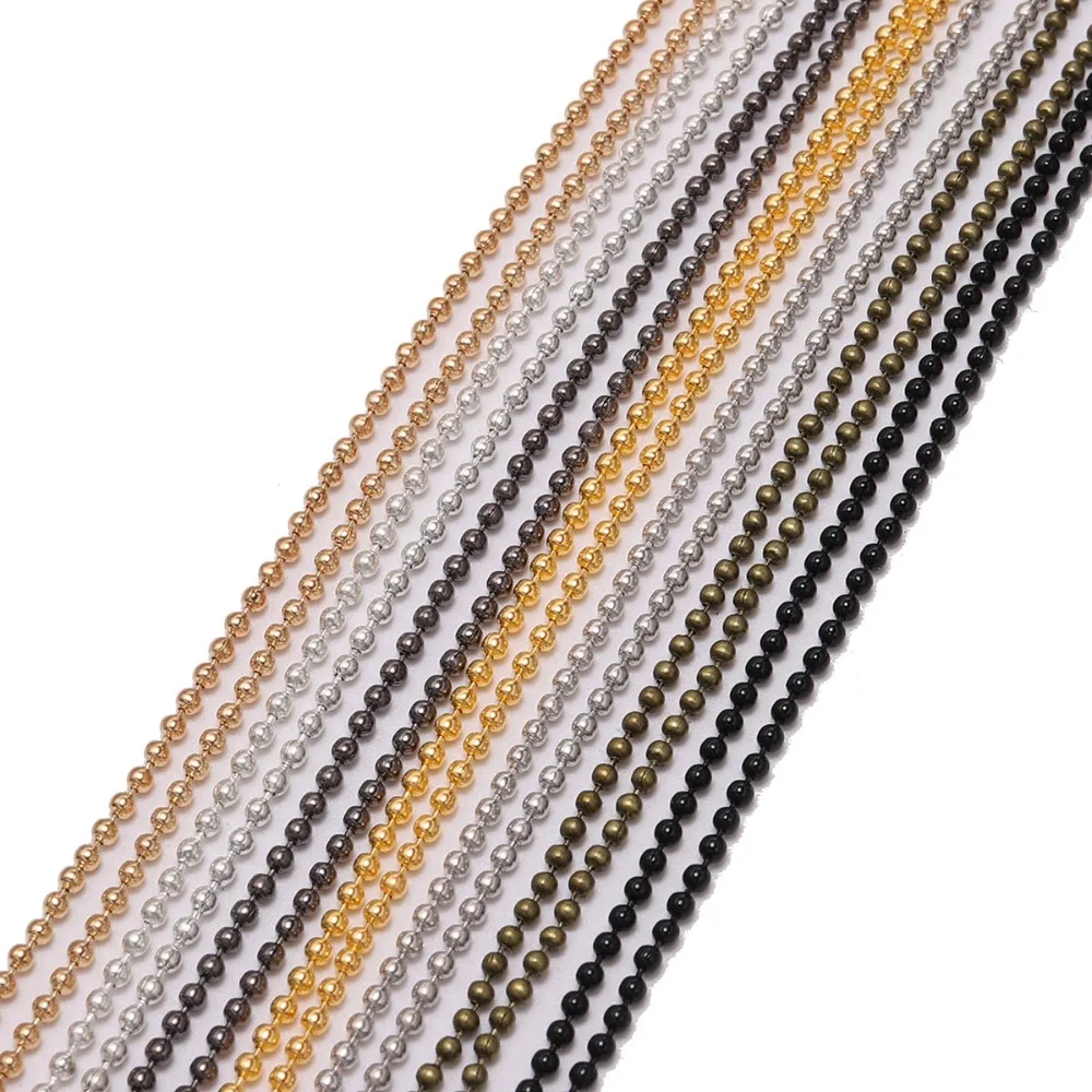 5m/lot 1.2 1.5 2.0 mm Metal Ball Bead Chains Findings Bulk Kettingen Necklace Chain For Jewelry Making Supplies DIY Accessories