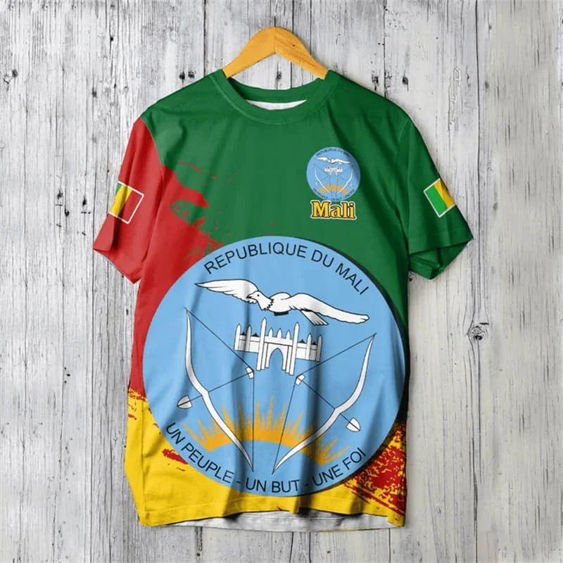Camiseta de Mali 2026 para hombre, cuello redondo, manga corta, ropa masculina, camiseta de la selección de fútbol de la bandera maliana, ropa de playa para surfear