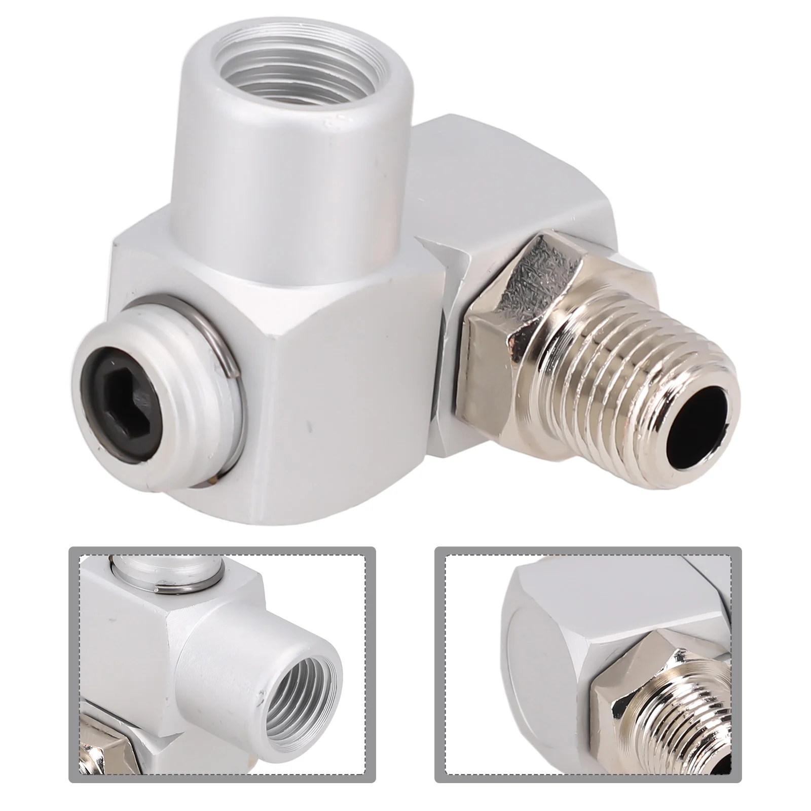 Swivel Air Line Connector 1/4inch Pneumatic Fitting Screw Joint Adjustable Air Hose Connector Adapter Flow Aluminum Tool