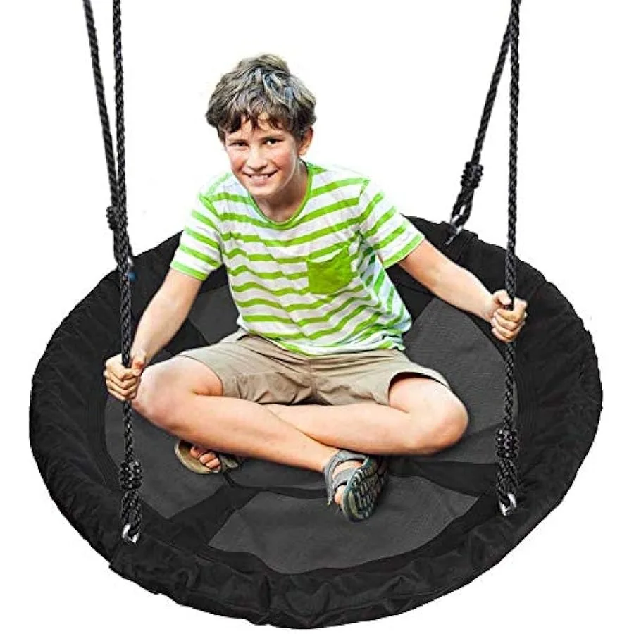 Saucer Swing with Hang Kit Outdoor Tree Swing with Swivel Spinner for Black