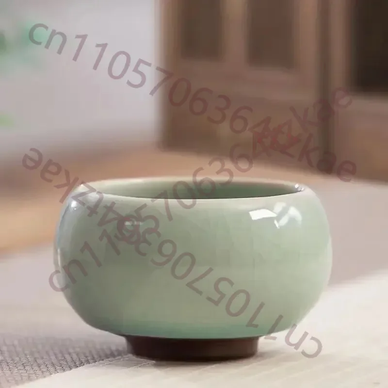 Ru Kiln Tea Cup Ceramic Kangxi Tongbao Bottom Section Copper Coin Cups
