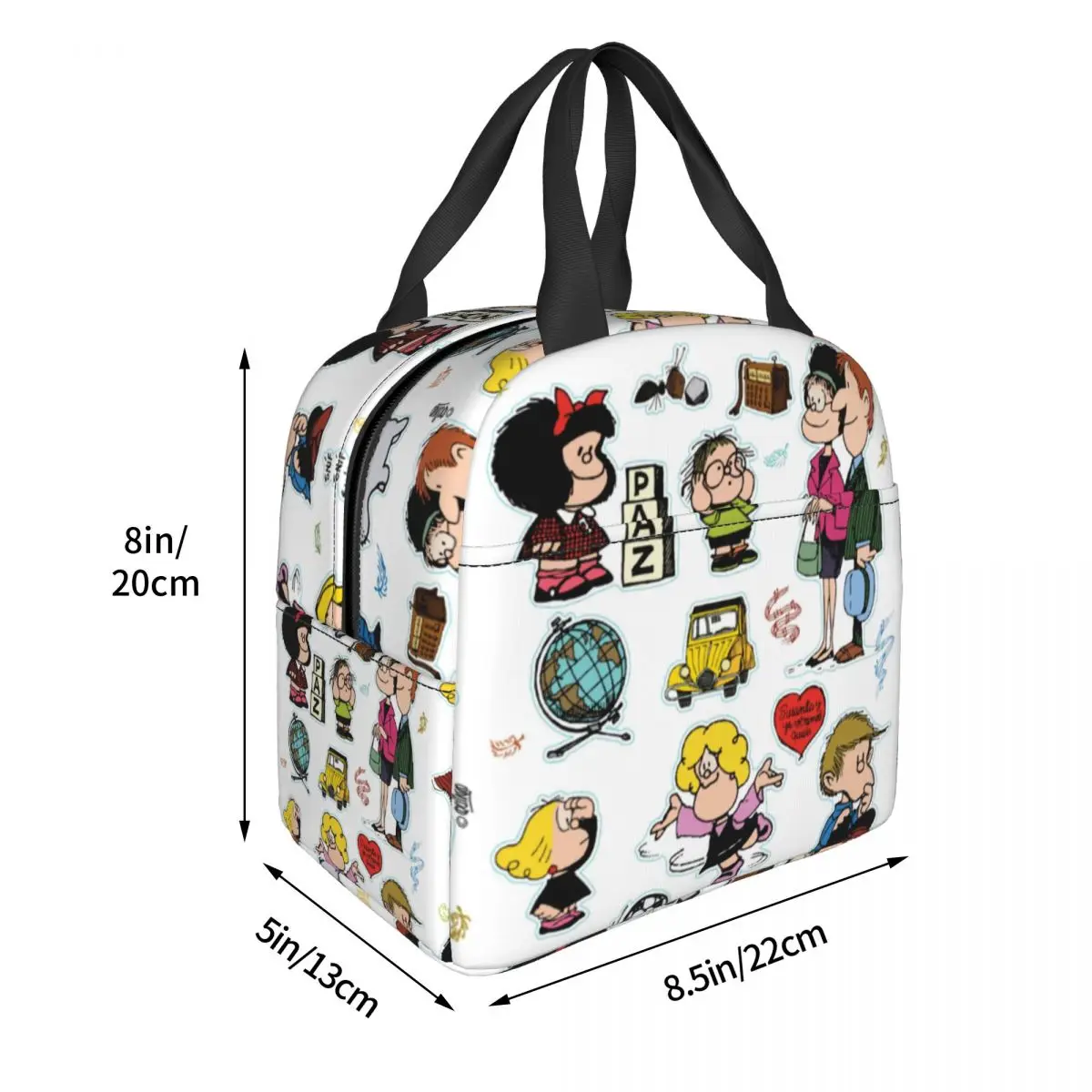 Personagens Mafalda Saco De Almoço Isolado, Saco Térmico Reutilizável, Tote Portátil, Caixa De Praia, Bolsas De Comida Ao Ar Livre